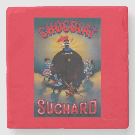 Chocolat SuchardのヴィンテージPosterEurope ストーンコースター (正面)