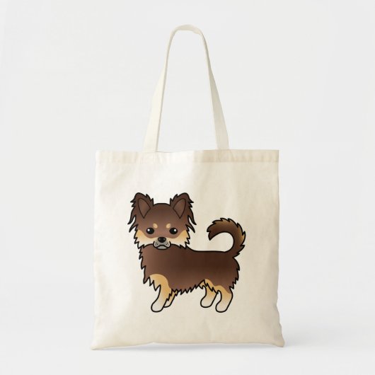 Chocolate And Tan Long Coat Chihuahua Dog トートバッグ (正面)