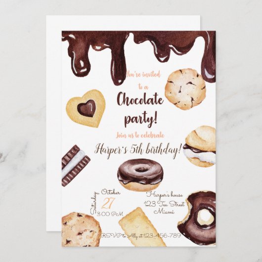 Chocolate Birthday Invitation 招待状 (正面/裏面)
