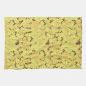 Chocolate Brownの黄色と金ゴールドのデイジー キッチンタオル (横)