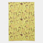 Chocolate Brownの黄色と金ゴールドのデイジー キッチンタオル (縦)