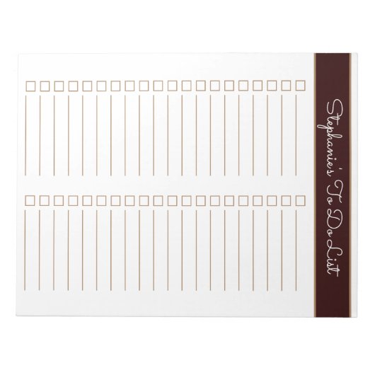 Chocolate Brown 8.5x11 Two Column Checklist ノートパッド (正面)
