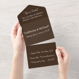 Chocolate Brown All In One Wedding Invitation オールインワン招待状