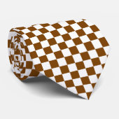 Chocolate Brown and White Checkered ネクタイ (ロール)