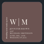 Chocolate Brown Beige Formal social media Wedding スクエアシール<br><div class="desc">Chocolate Brown Beige Formal social media Wedding</div>