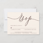 Chocolate Brown beige Minimal Modern 出欠カード (正面)