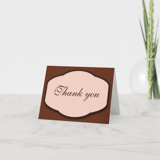 Chocolate Brown & Beige Thank You Note Cards サンキューカード (正面)