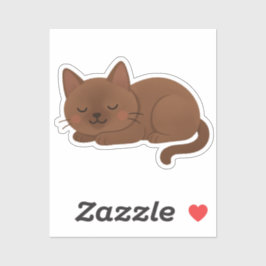 Chocolate Brown Cat – Adorable Sleeping Kitty シール