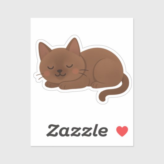 Chocolate Brown Cat – Adorable Sleeping Kitty シール (シート)