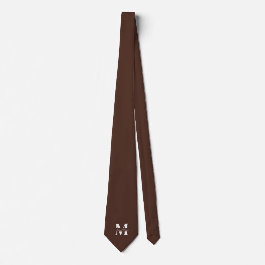 Chocolate Brown Custom Monogram Wedding Groomsmen  ネクタイ (正面)