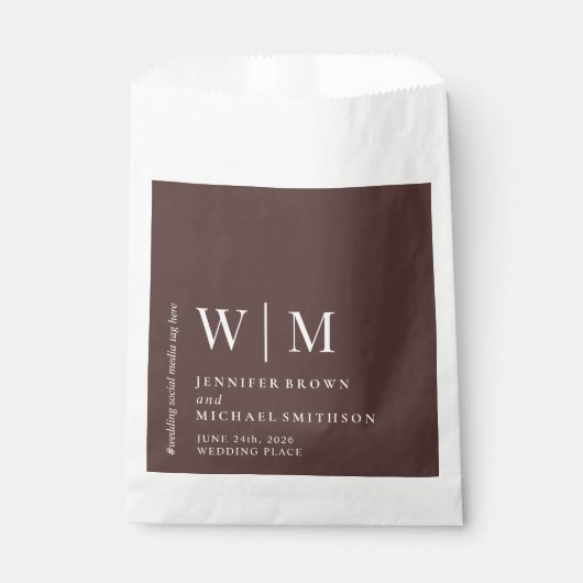 Chocolate Brown Formal Chic Event Suite Wedding フェイバーバッグ (正面)