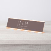Chocolate Brown Formal Elegant Table Wedding デスクネームプレート (正面)
