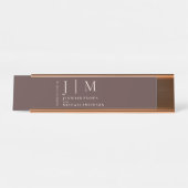 Chocolate Brown Formal Elegant Table Wedding デスクネームプレート (正面)