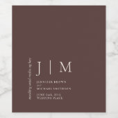 Chocolate Brown Formal Event Party Wedding ワインラベル (シングルラベル)