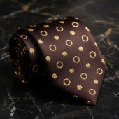 Chocolate Brown & Gold Polka Dot ネクタイ