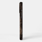 Chocolate Brown Gold Wavy Stripes iPhoneケース (左側面)