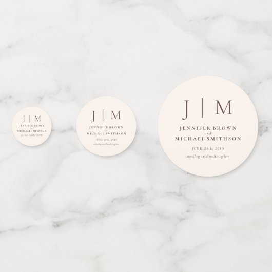 Chocolate Brown Monogram Classic Wedding コンフェッティ (裏面)