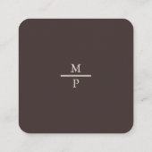 Chocolate Brown Monogram QR Code Wedding Details スクエア名刺 (裏面)