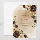 Chocolate Brown Moody Autumnal Wedding 招待状 (正面/裏面)