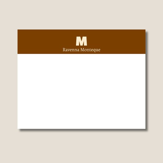 Chocolate Brown Personalized Name Letter Monogram  ノートカード