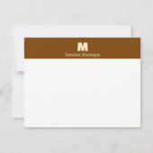 Chocolate Brown Personalized Name Letter Monogram  ノートカード (正面)