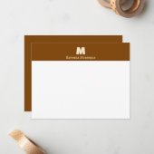 Chocolate Brown Personalized Name Letter Monogram  ノートカード (正面/裏面インサイチュ)