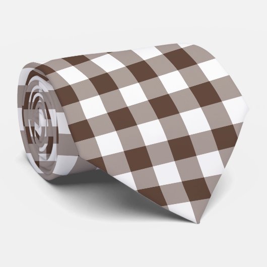 Chocolate Brown Plaid Gingham Neck Tie ネクタイ (ロール)