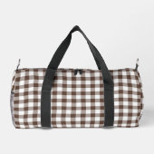 Chocolate Brown Plaid Gingham Personalized ダッフルバッグ (裏面)