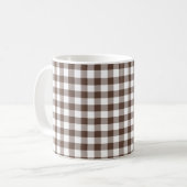 Chocolate Brown Plaid Gingham Retro Color コーヒーマグカップ (正面左)