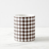 Chocolate Brown Plaid Gingham Retro Color コーヒーマグカップ (中央)