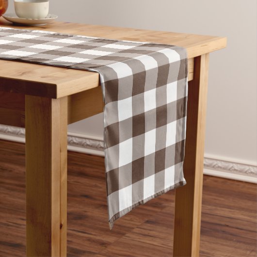 Chocolate Brown Plaid Gingham Table Runner ショートテーブルランナー (インサイチュ)