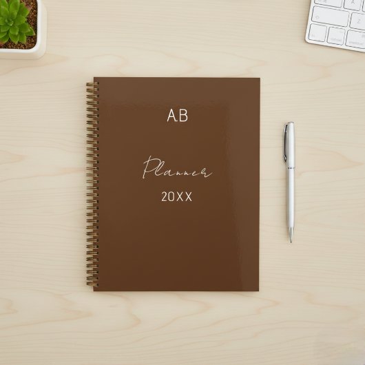 Chocolate Brown Professional Planner with name プランナー手帳