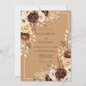 Chocolate Brown Rustic Harvest Wedding 招待状 (正面)