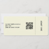 Chocolate Brown, Sage Green & Beige Ticket Wedding 招待状 (裏面)