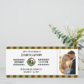 Chocolate Brown, Sage Green & Beige Ticket Wedding 招待状 (スタンド正面)