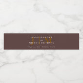 Chocolate Brown Simple Formal Decor Wedding ペットボトルラベル (シングルラベル)