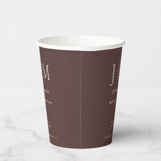 Chocolate Brown Simple Minimal Drink Wedding 紙コップ (右)