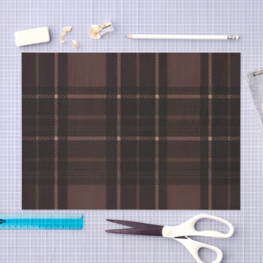Chocolate Brown Tartan Tissue Paper 薄葉紙 (クラフト)