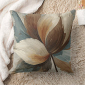 Chocolate Brown Teal Blue Cocoa Rustic Floral クッション (ブランケット)