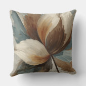 Chocolate Brown Teal Blue Cocoa Rustic Floral クッション (裏面)