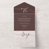 Chocolate Brown Wedding script we do All In One オールインワン招待状 (内側)