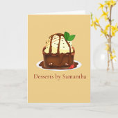 Chocolate Brownie With Vanilla Ice Cream カード (黄色い花)