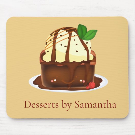 Chocolate Brownie With Vanilla Ice Cream マウスパッド (正面)