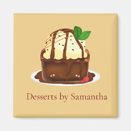 Chocolate Brownie With Vanilla Ice Cream マグネット