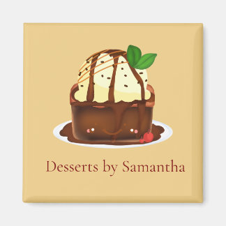 Chocolate Brownie With Vanilla Ice Cream マグネット