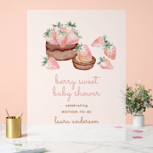 Chocolate Cake Berry Sweet Baby Shower アクリルサイン (ウェディング)