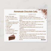 Chocolate Cake Recipe ポストカード (裏面)