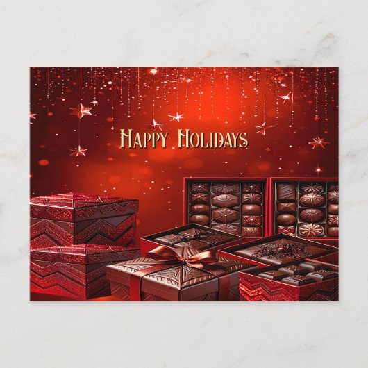 Chocolate Candy Christmas Holiday Postcard ポストカード (正面)