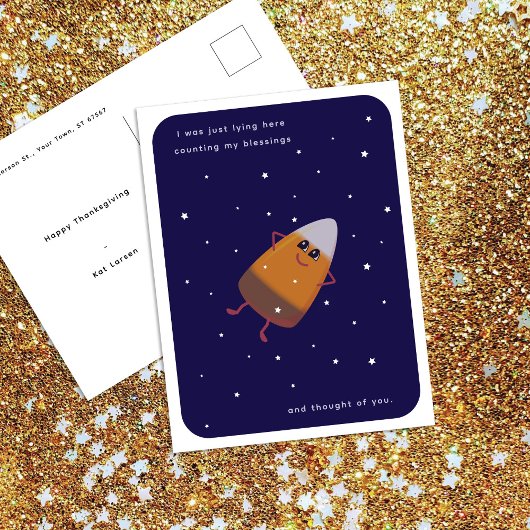 Chocolate Candy Corn "Counting My Blessings" Fall シーズンポストカード