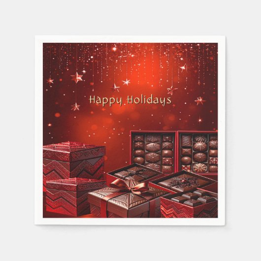 Chocolate Candy Holiday Napkin スタンダードカクテルナプキン (正面)